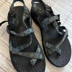 Chaco Men's Sandals 13 Blue Classic Geometric Straps Hiking Beach Casual Camping